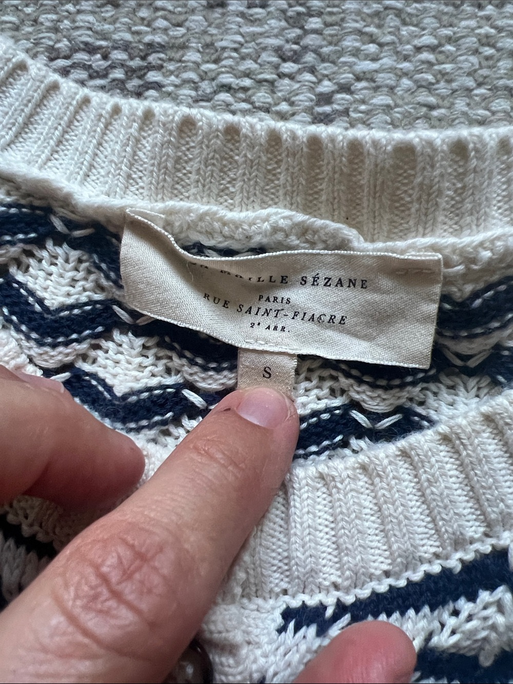 Sezane Mae Navy and White Knit Jumper - Picture 5 of 8
